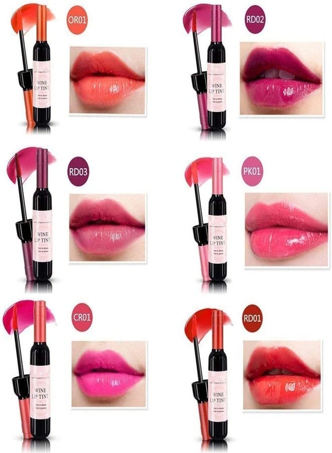 VBA 6 Colors Wine Lip Tint - Natural Liquid Lipstick Long Lasting Gloss Matte Sticks Bottle (6pcs) - Image 2