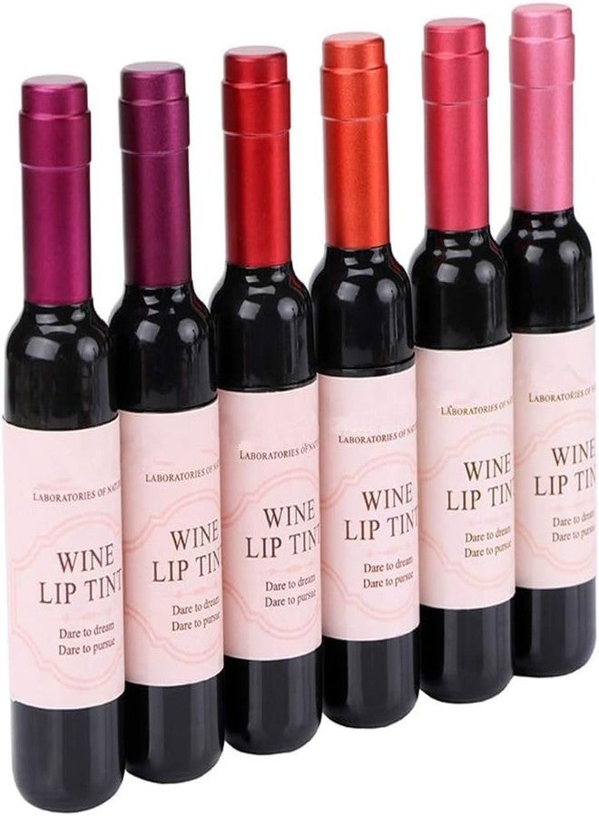 VBA 6 Colors Wine Lip Tint - Natural Liquid Lipstick Long Lasting Gloss Matte Sticks Bottle (6pcs) - Image 1