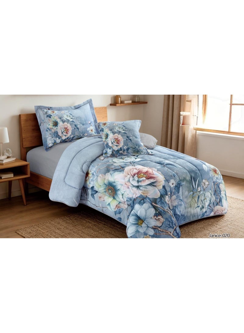 A soft, medium-fill 4-piece children's quilt and bedding set for boys and girls, featuring a modern print and double-sided stitching; soft and breathable.