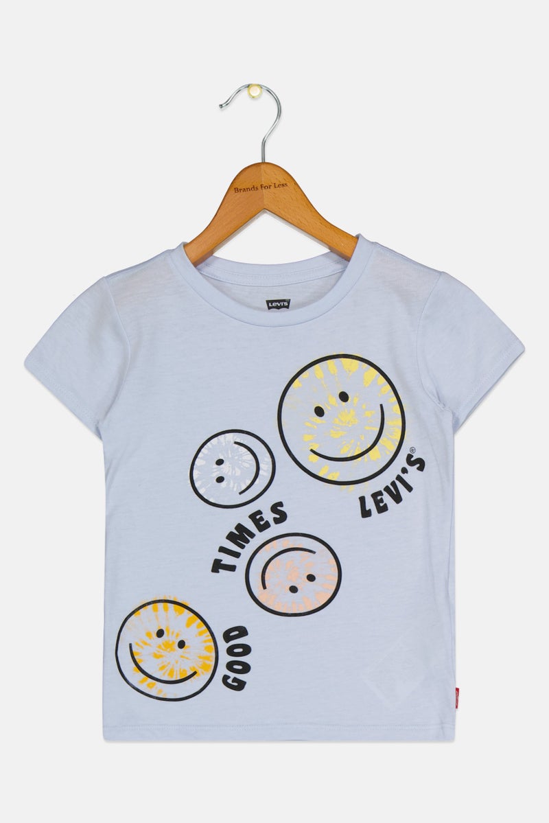 Levi's Toddlers Girl Graphic Print Short Sleeve Top, Light Blue - Image 1