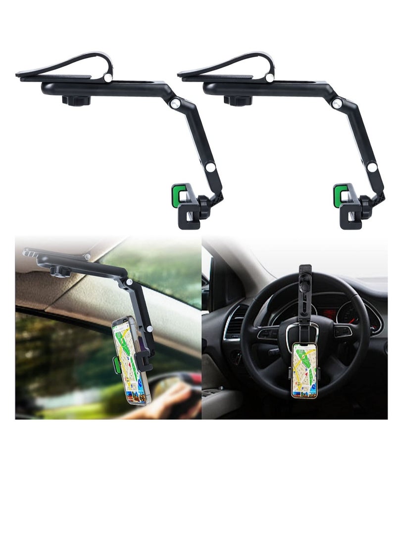 Green Cell Phone Holder for Car，Mount Clip for Car Cellphone，360° Rearview Phone Holder for Car Sun Visor，Perfectly for iPhone pro, 13/12pro,XR,XS,Pro,Samsumg,Andriod, Car Accessories - Image 1