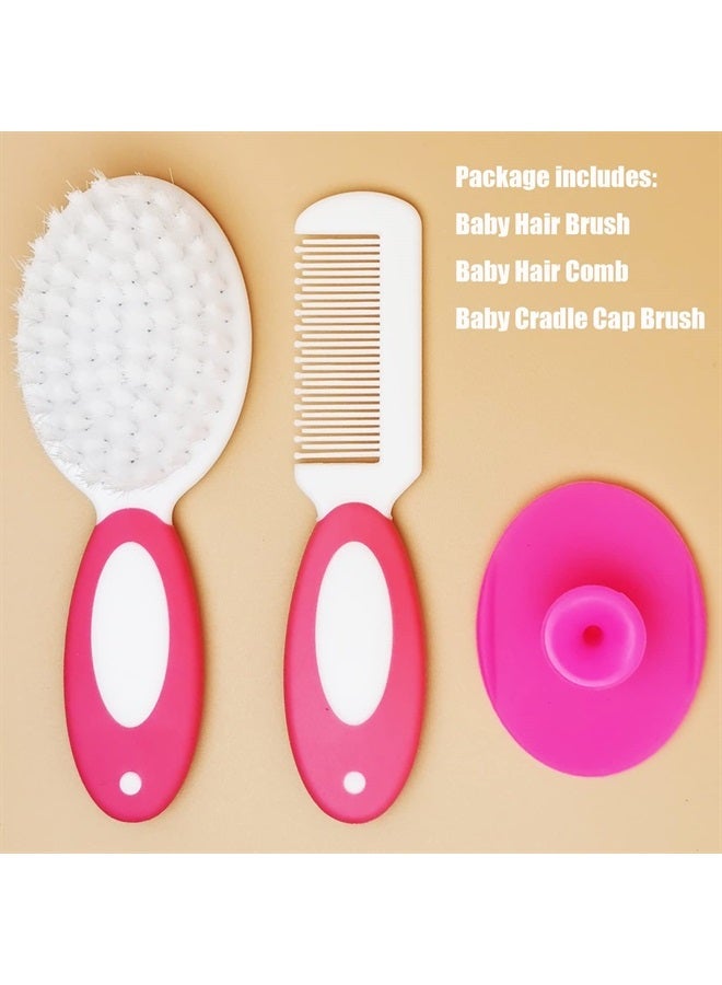 MR LION Baby Hair Brush, Cradle Cap Brush, Baby Hair Comb, Baby Hair Brush and Comb Set for Newborns & Toddlers, Baby Brush Soft Bristles, Ideal for Cradle Cap, Perfect Baby Registry Gift (Rose Red) - Image 3
