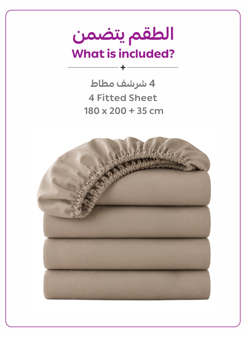 Donetella King Fitted Sheets 180x200 cm – Pack of 4 | OEKO-TEX Certified Brushed Microfiber | Deep Pocket with 360° All-Round Elastic | Ultra Soft, Wrinkle Resistant, Easy Care | Safe for Sensitive Skin - Image 5