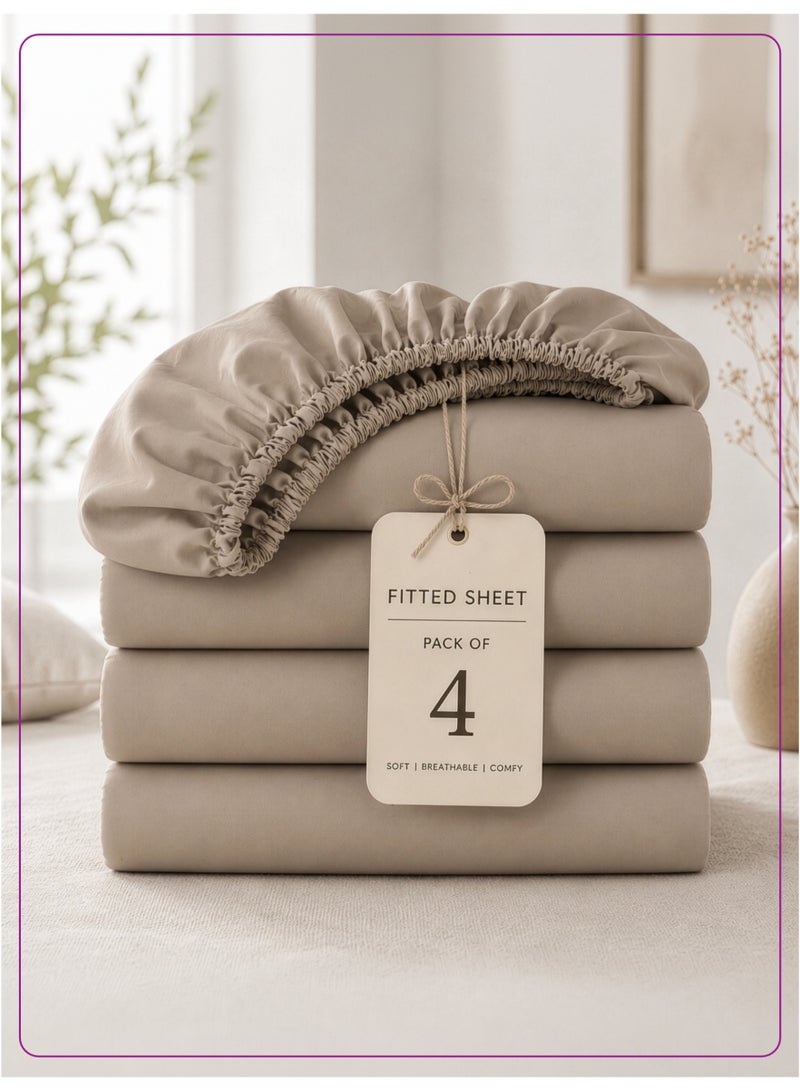 Donetella King Fitted Sheets 180x200 cm – Pack of 4 | OEKO-TEX Certified Brushed Microfiber | Deep Pocket with 360° All-Round Elastic | Ultra Soft, Wrinkle Resistant, Easy Care | Safe for Sensitive Skin - Image 1