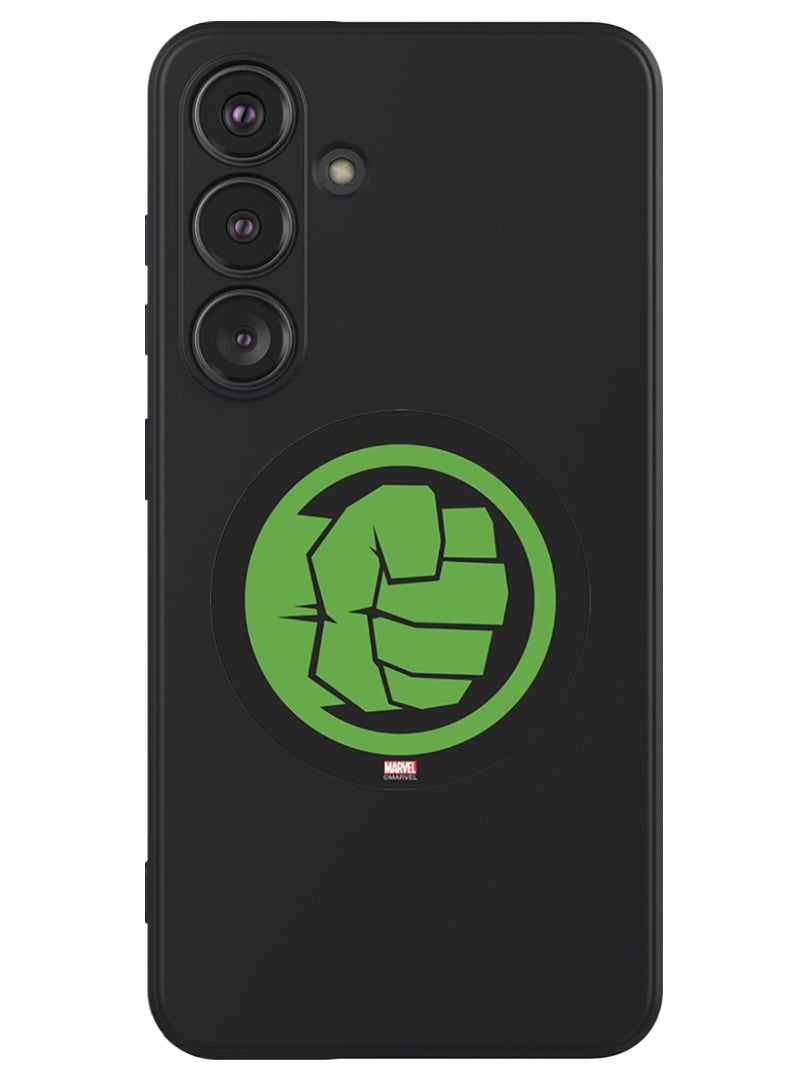 Theodor Protective Slim Fit Case Liquid Silicone Cover with Full Body Protection Anti-Scratch Shockproof Case For Samsung Galaxy S24 (Black) - Marvel logo - Image 1