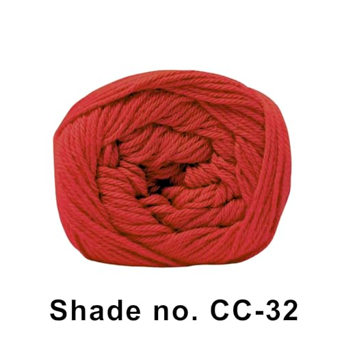 VCR 8Ply Bright Red Cotton Craft Yarn, 100 Grams Hank, 160 Meters Length, Cotton Combed Ball for Crochet and Knitting, Pack of 1 Yarn, Suitable for DIY Crafts - Image 2