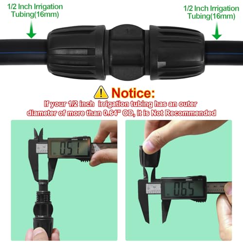 WZFLRUA 10 Pack 1/2 Inch Drip Irrigation Coupling Fittings (1/2" ID x 0.65" OD) - 1/2'' Drip Line Anti-Drop Barbed Lock Nut Coupler Connectors for 1/2 Inch Drip Irrigation Tubing Irrigation System - Image 3