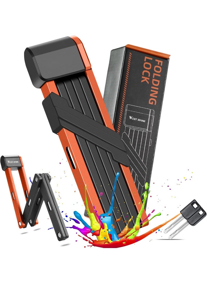 WEST BIKING Folding Bike Lock, Compact Bicycle Lock with 2 Keys, 2.6 FT Heavy Duty Anti Theft Bike Foldable Locks, Bicycle Security Chain Lock with Mounting Bracket for Electric Scooter Bikes - Image 1