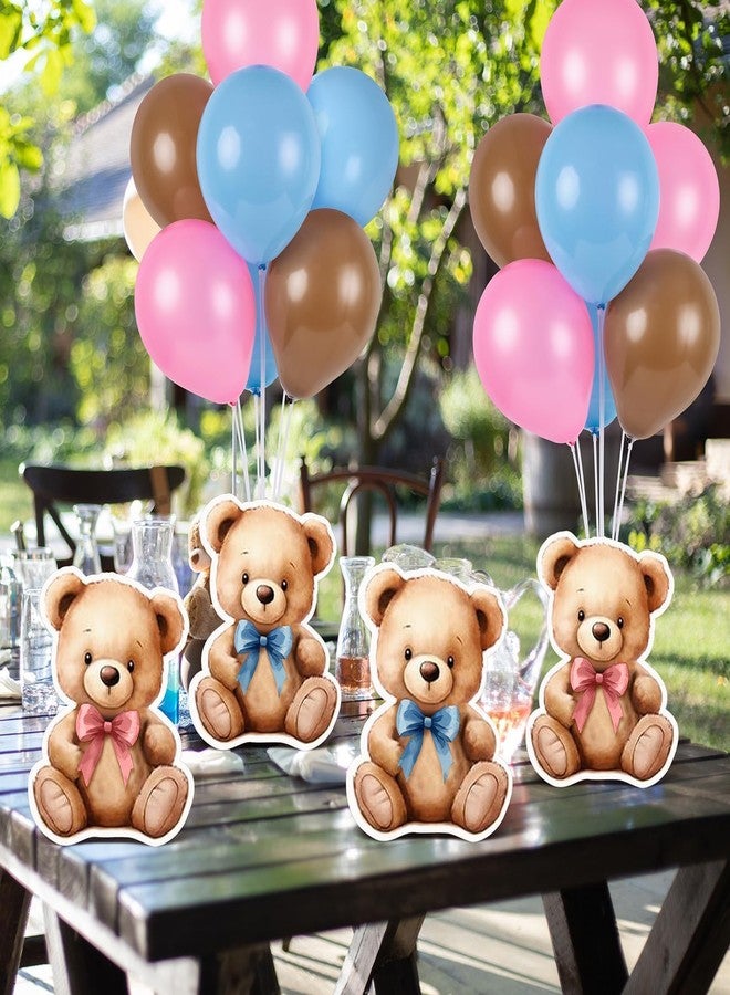 YLOLUL 12 Sets Bear Balloon Stand Kit for Table Bear Baby Shower Centerpieces for Tables Gender Reveal Party Decoration Pink Blue Bear with Balloon for Baby Bear Temed Gender Reveal Party Supplies - Image 2