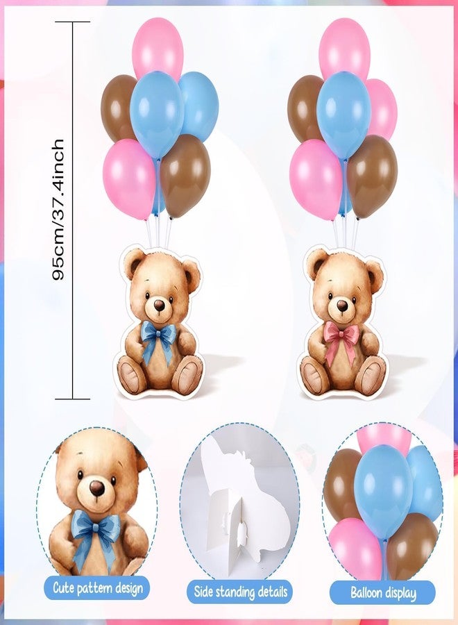 YLOLUL 12 Sets Bear Balloon Stand Kit for Table Bear Baby Shower Centerpieces for Tables Gender Reveal Party Decoration Pink Blue Bear with Balloon for Baby Bear Temed Gender Reveal Party Supplies - Image 4