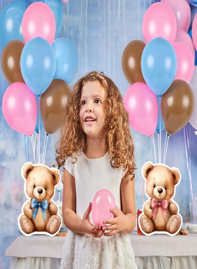 YLOLUL 12 Sets Bear Balloon Stand Kit for Table Bear Baby Shower Centerpieces for Tables Gender Reveal Party Decoration Pink Blue Bear with Balloon for Baby Bear Temed Gender Reveal Party Supplies - Image 5
