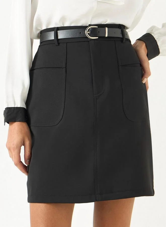 2Xtremz 2Xtremz Belted A-line Mini Skirt with Pockets