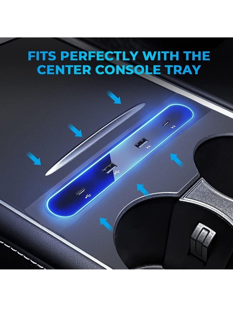 RAYMOS - Tesla Model 3 Y Central Console USB Hub Adaptor 4 In 1 USB Centre Console Smart Sensor For Tesla - Image 1