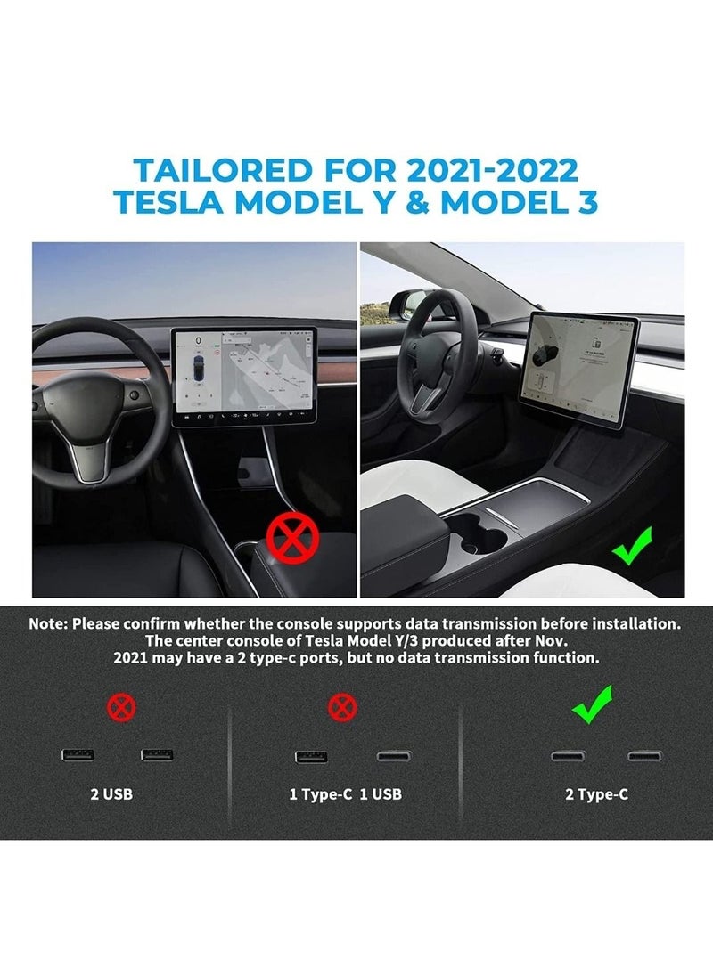 RAYMOS - Tesla Model 3 Y Central Console USB Hub Adaptor 4 In 1 USB Centre Console Smart Sensor For Tesla - Image 1