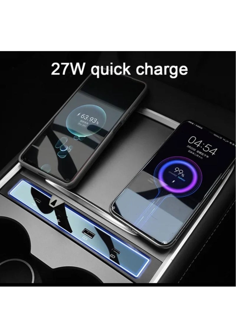 RAYMOS - Tesla Model 3 Y Central Console USB Hub Adaptor 4 In 1 USB Centre Console Smart Sensor For Tesla - Image 1