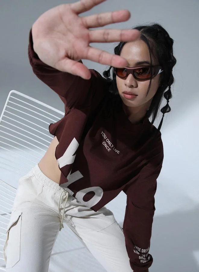 هوبرهولمي تيشيرت نسائي بني مريح وعصري