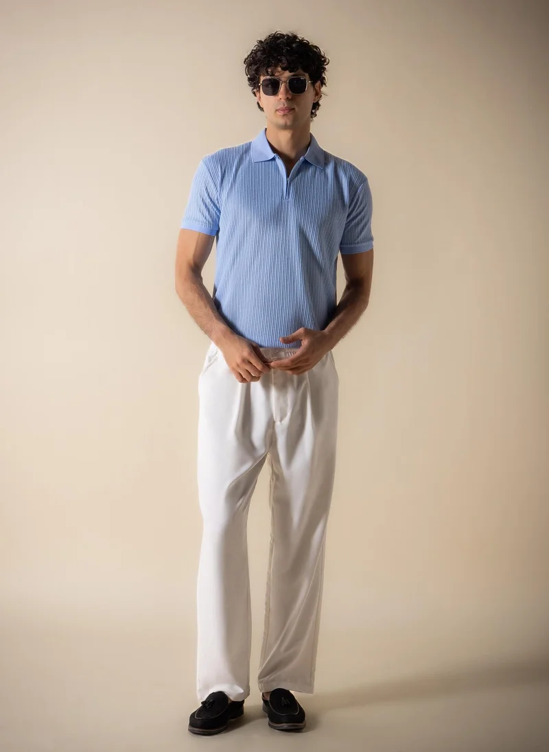 SHAPES TEXTURED SLIM POLO SHIRT WITH ZIP