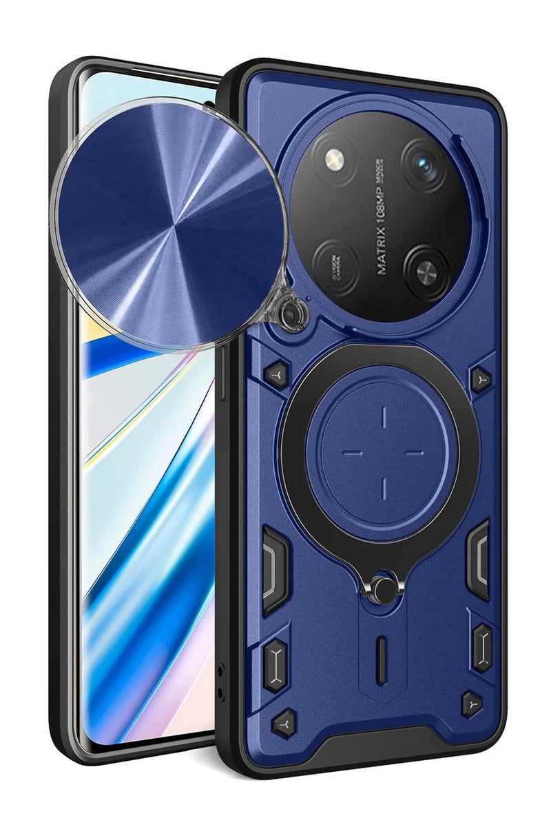 SanHu for Honor X9c Smart 5G Case, Slide Camera Lens Cover, Magnetic Ring Holder Kickstand Protective Phone Case for Honor X9c Smart 5G, Blue