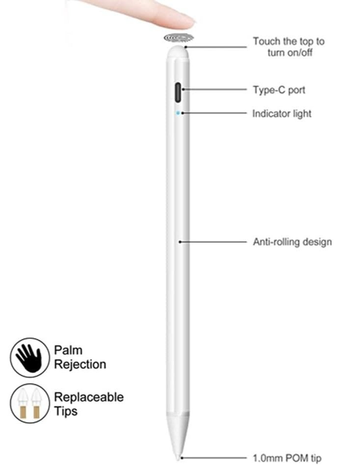 قلم ستايلس نشط قابل للشحن لأجهزة iPad (2018–2020)، قلم لمس دقيق بخاصية Palm Rejection للرسم والكتابة - Image 4