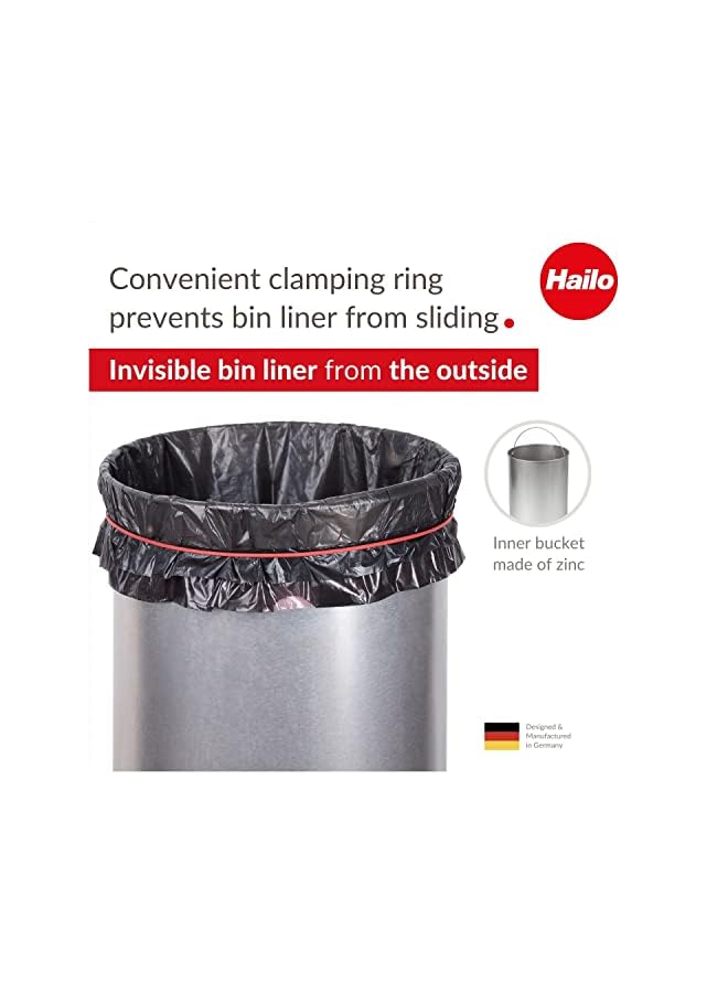 Hailo سلة مهملات بدواسة، لون أسود نقي، سعة 25 لترًا + سلة داخلية بلاستيكية - Image 4
