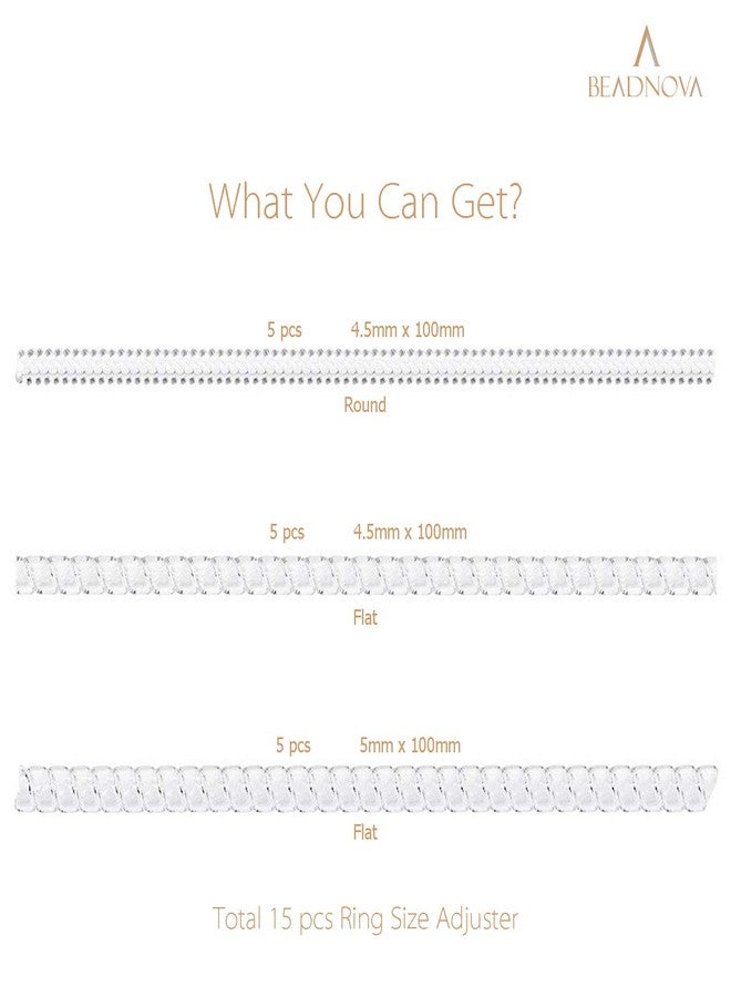 BEADNOVA Ring Sizer Ring Guard Adjuster for Loose Spacer Clear Resizer Tightener (3 Sizes, 15pcs) - Image 2