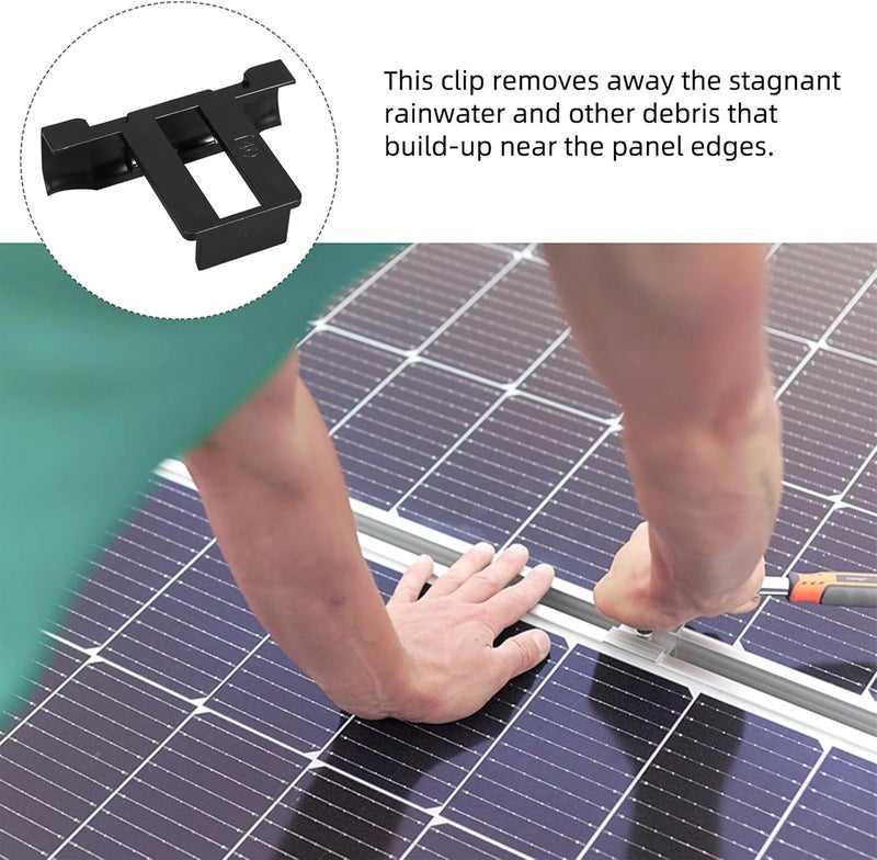 MAGICLULU 10pcs 40mm Solar Panel Water Drainage Clips Photovoltaic Panel Drain Buckles Plastic Stagnant Water Removal Clamps for Outdoor Solar Array Maintenance - Image 3