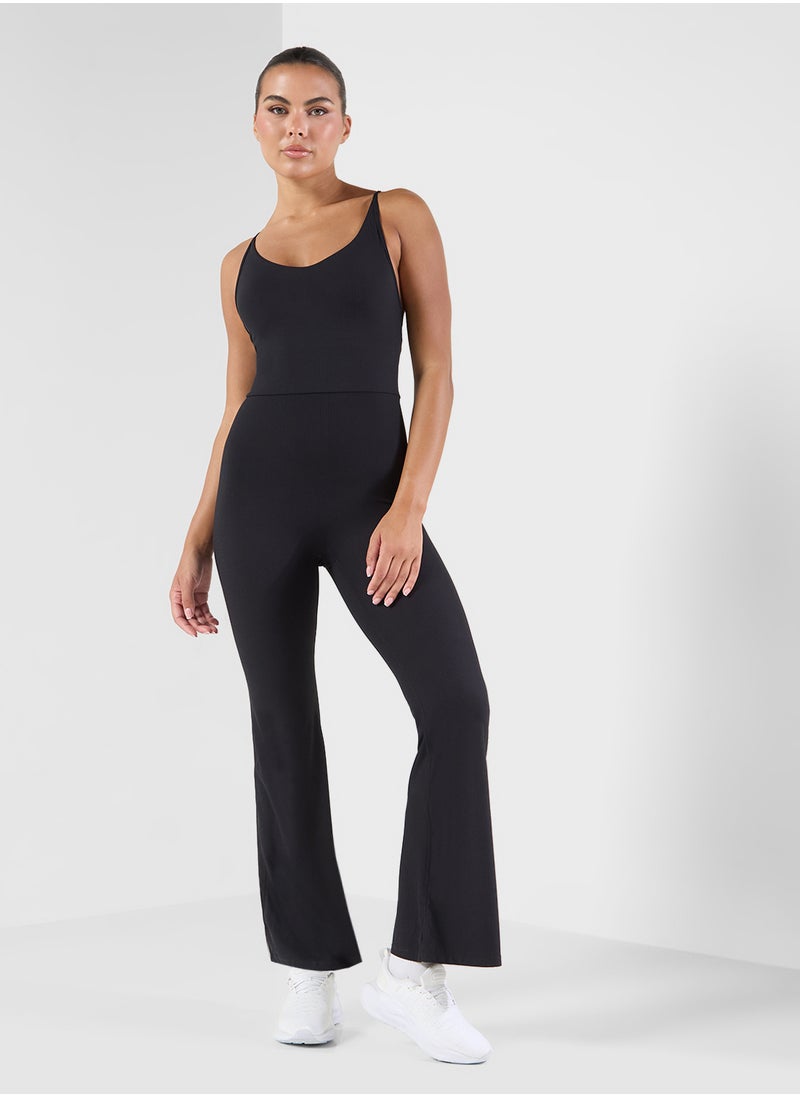 FRWD Ribbed Strappy Back Cutout Detail Unitard  - Image 1