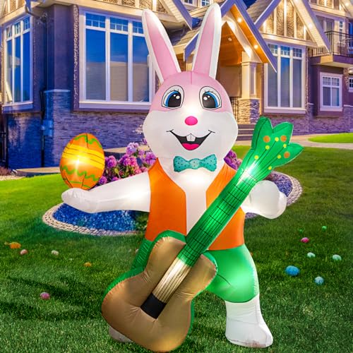 sewrung 6.0 FT Inflatable Bunny with Eggs - Lighted Easter Decorations for Indoor/Outdoor Yard & Garden - Image 1