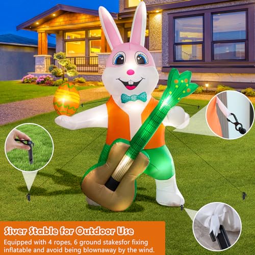 sewrung 6.0 FT Inflatable Bunny with Eggs - Lighted Easter Decorations for Indoor/Outdoor Yard & Garden - Image 5