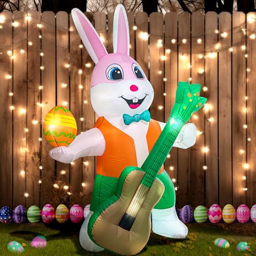 sewrung 6.0 FT Inflatable Bunny with Eggs - Lighted Easter Decorations for Indoor/Outdoor Yard & Garden - Image 3