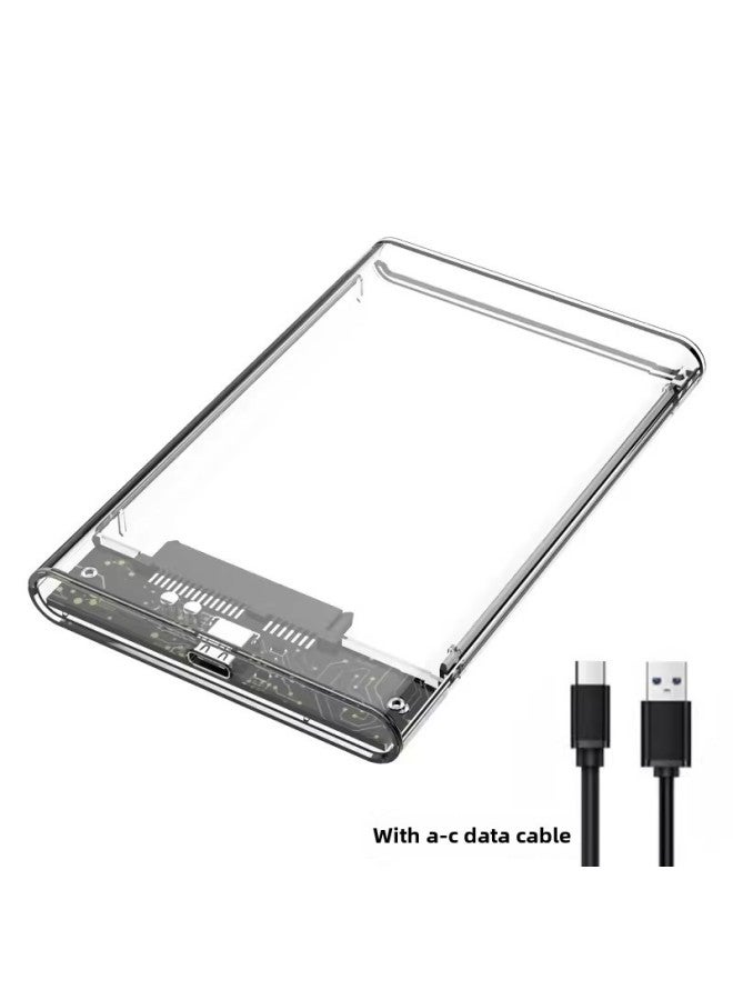 Transparent Mobile Hard Disk Box 2.5 Inch SATA Serial Port Solid State SSD Mechanical USB2.0 Push-pull Slide Cover Self-produced-Color:Transparent 3.1 Drive  - Image 1