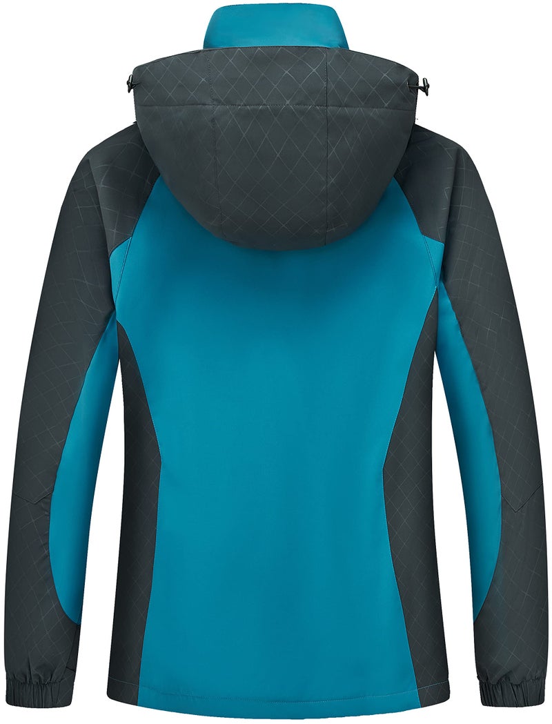 Diamond Candy Women's Waterproof Rain Jacket with Hood Lightweight Outdoors Raincoat Blue M - Image 2