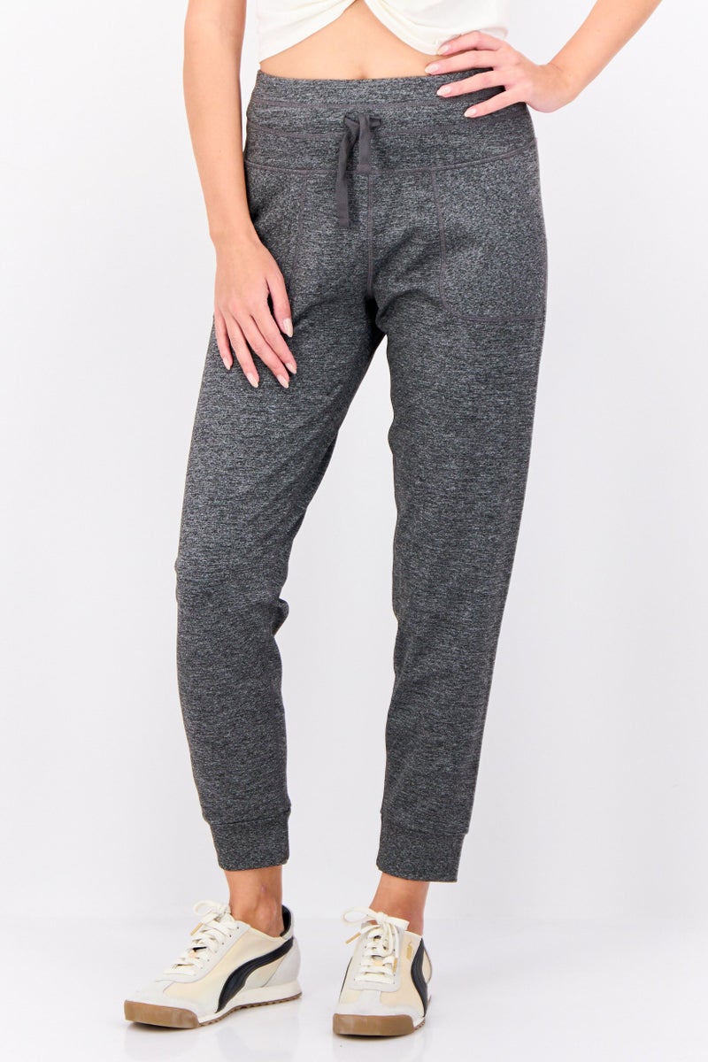 Hype Women Drawstring Heather 28 Inseam Sweatpants, Dark Grey - Image 1