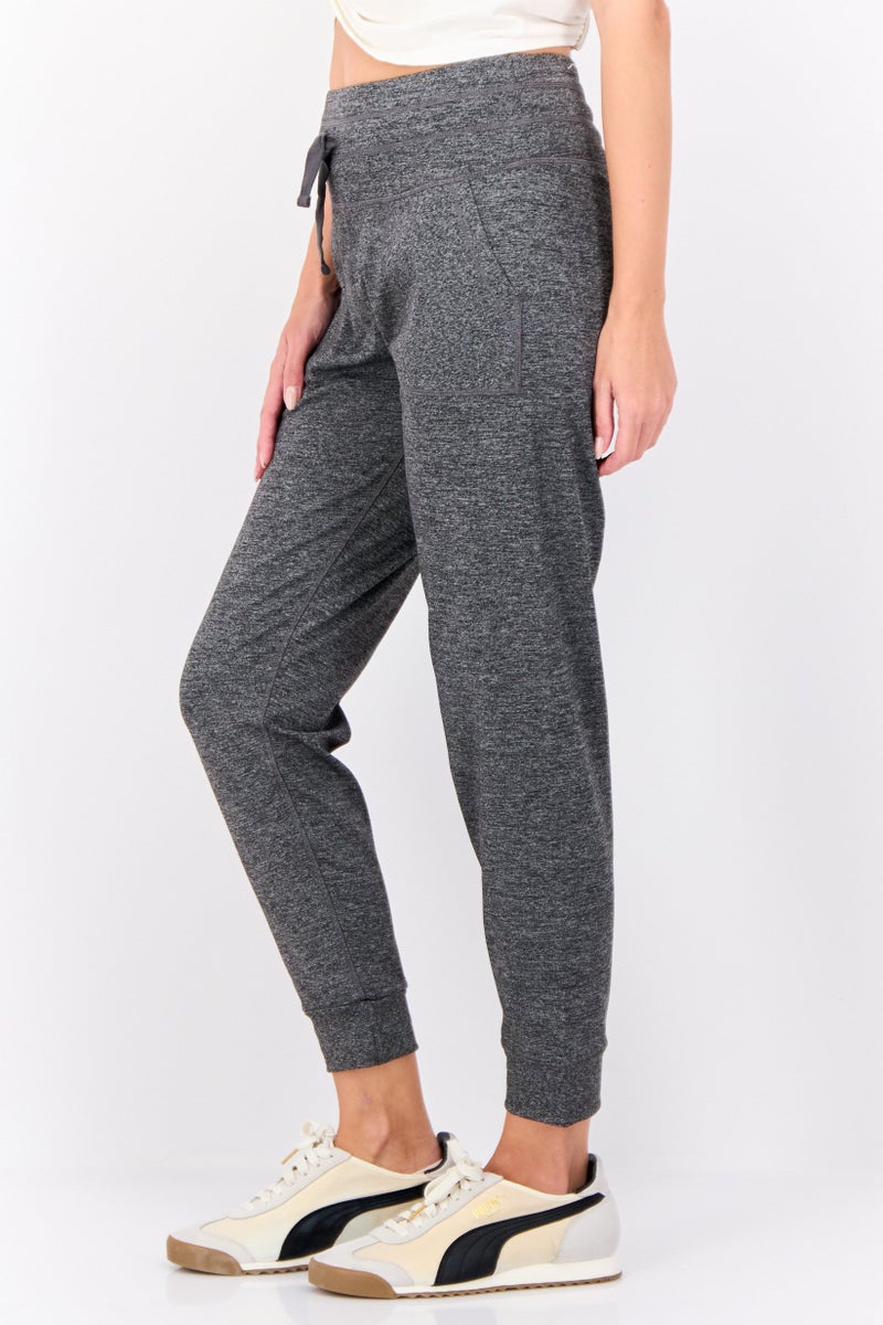 Hype Women Drawstring Heather 28 Inseam Sweatpants, Dark Grey - Image 2