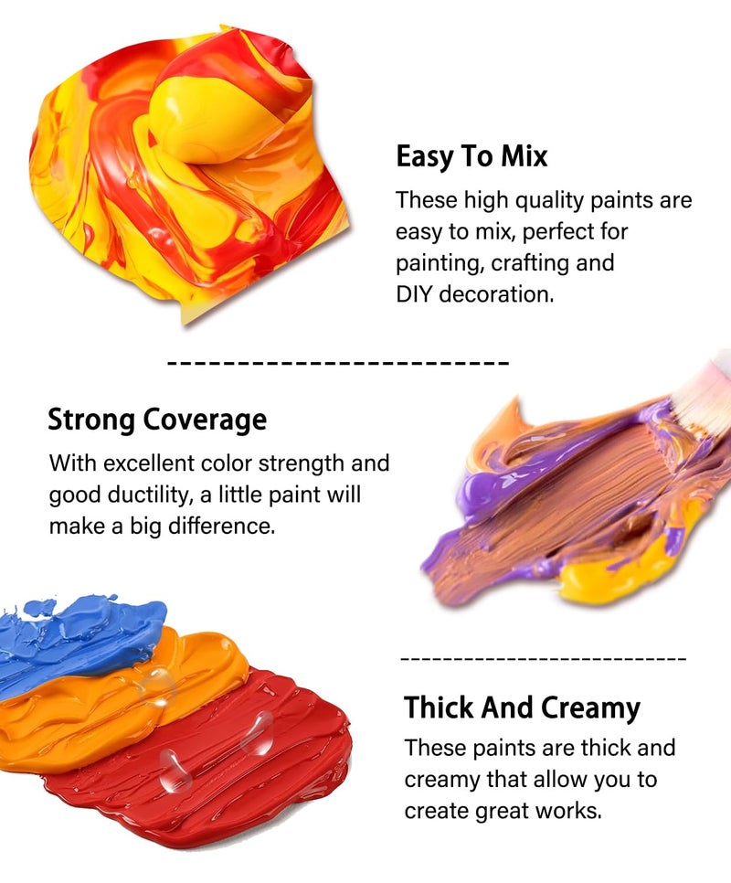 Colorful Permanent Fabric Paint, 26 Colors Soft Fabric Paint in Bottles (30ml/1oz) with Brushes, Palette,Non-Toxic Textile Paint for Creative DIY Clothes, T-Shirts, Shoes Art and Crafts - Image 3