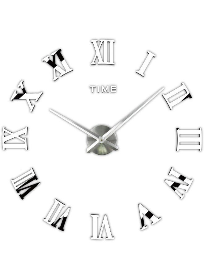 Timelike 3D DIY Wall Clock 1M Modern Frameless Large 3D DIY Wall Clock Kit Decoration Home for Living Room Bedroom Silver - Image 4