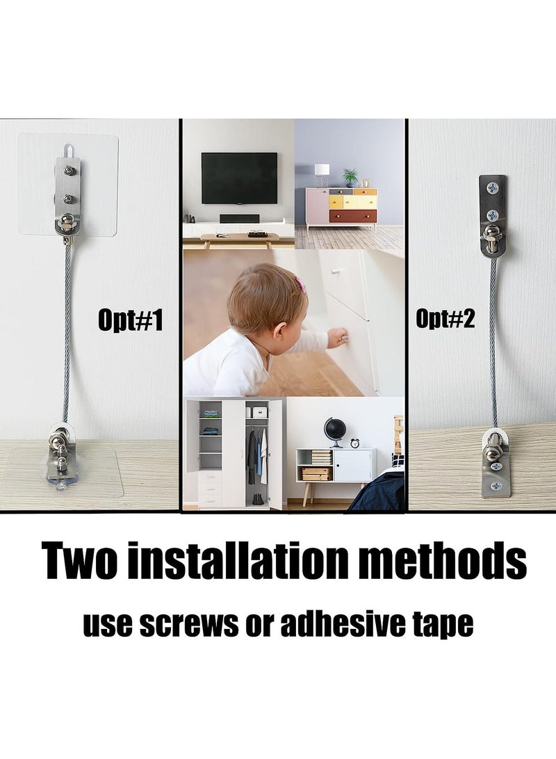 KASTWAVE Anti Tip Furniture Anchor, Stainless Steel Furniture Straps Wall Anchors Kit for Child Pet Safety Secure, Prevent Dresser Or Cabinet Falling and Anti Tip - Image 5