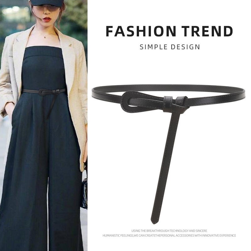New Womens Leather Skinny Belt for Dresses 15020-camel  - Image 3