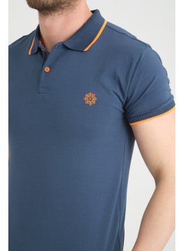 Men's Indigo Polo Neck Piping Summer Cotton Short Sleeve T Shirt - pzsku/ZF321A05B850236C7907CZ/45/_/1728059661/2aee5afb-1d7d-4bec-9034-6bf36014b6ed