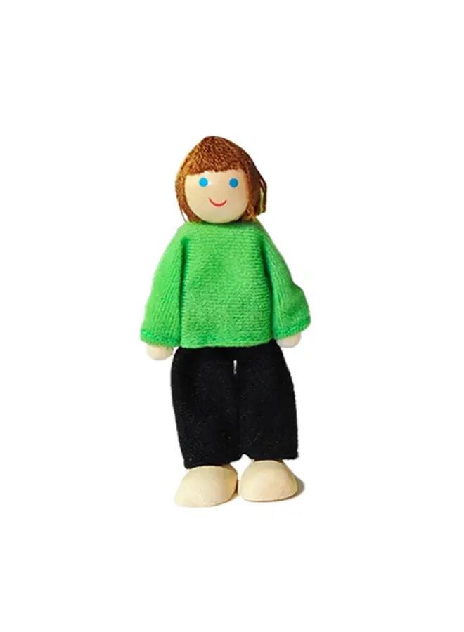 Dad Green Clothes Wooden Family Figure Doll For Dollhouse Decor Pretend Play Gift - Image 1