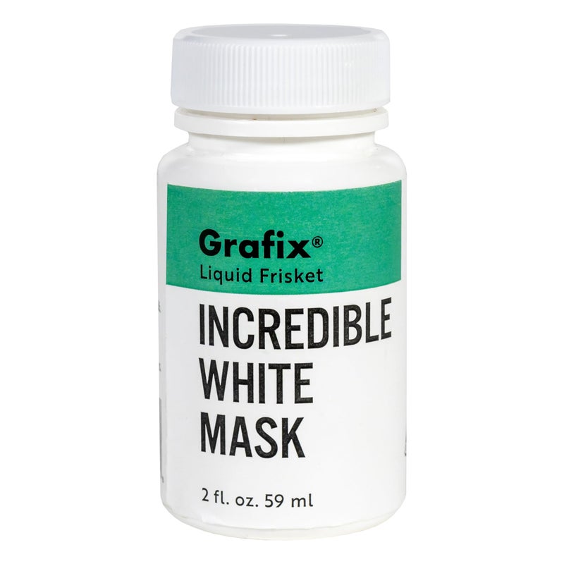 Grafix Incredible White Mask Liquid Frisket - Reliable Removable Latex Mask for Water-Based Mediums â€“ Perfect for Use with Alcohol Inks, Watercolor, Acrylic Paint and More, 2 Ounce Bottle - Image 1