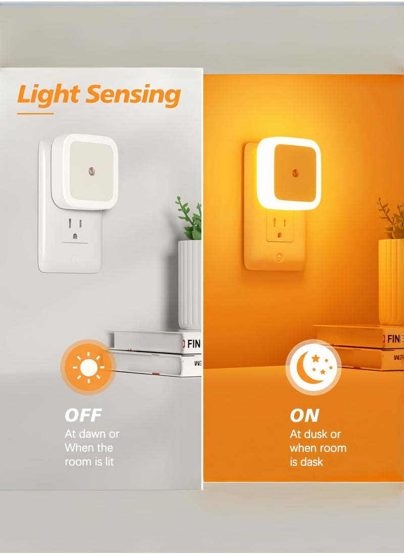 داريو مصباح LED الليلي القابل للتوصيل مع حساس – إضاءة ناعمة لغرفة الأطفال، الحمام، الردهة، المطبخ والسلالم (برتقالي، عبوة 4 قطع)  - Image 2