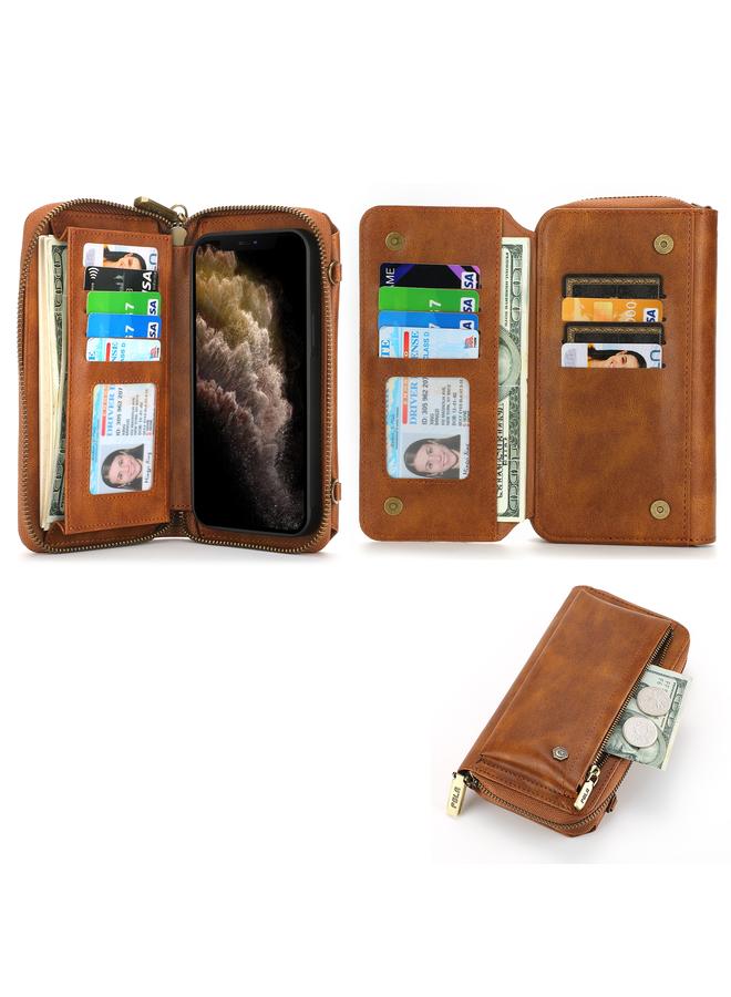 اس-توب جراب هاتف iPhone 11 Pro Crossbody متعدد الوظائف بسحاب ومحفظة جلدية - Image 2