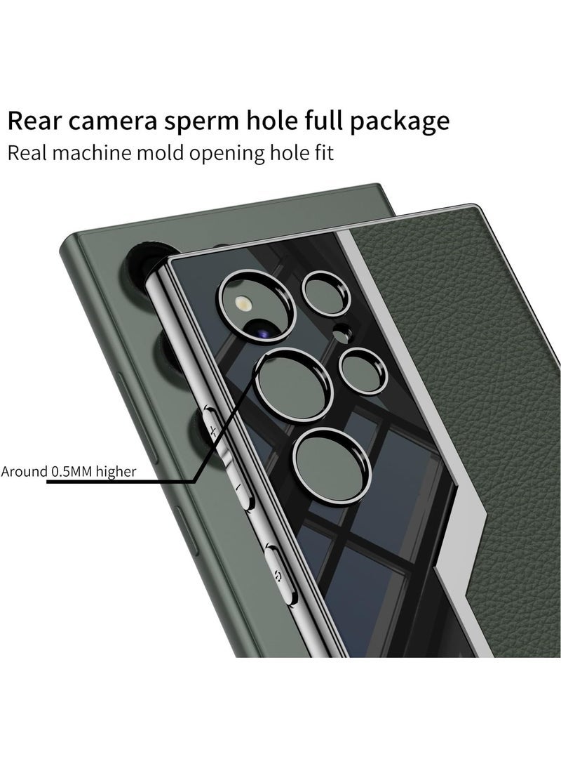 general Case Compatible with Samsung Galaxy S24 Ultra Case Electroplated TPU Frame and Back Leather Cover Slim Shockproof Case for Galaxy S24 Ultra - Image 2