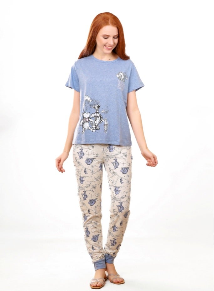Selina Wear Women's Pajama Set steel blue  Sleeveless Top and Shorts  - Image 5
