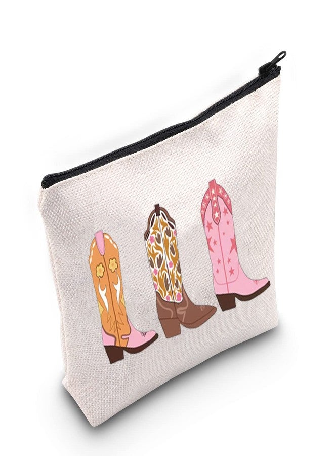 TOBGBE Western Gift Women Cowboy Boots Idea Zipper Pouch Bag Western Cowgirls Cosmetic Bag Western Bags For Women (Cowboy Boots) - Image 1