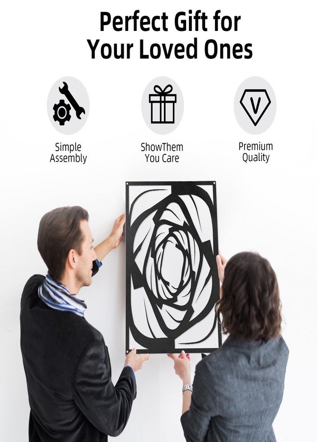 COM4SPORT 4 Pieces Black Abstract Metal Wall Art, Modern Minimalist Matte Wall Decor, 3D Textured Wall Sculptures, Black and White Wall Art for Living Room Bedroom Bathroom Study Office (15.7 x 10.6inch) - Image 3
