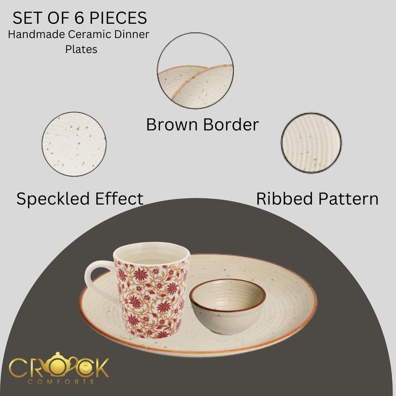 Crock Comforts Ceramic Handmade Handcrafted Stoneware Couple Goal Dinner SetDinner Plates10 inch with Serving Bowl4inch Red Coffee Mug330mlSet of 2Microwave Dishwasher SafeCGRM - Image 2