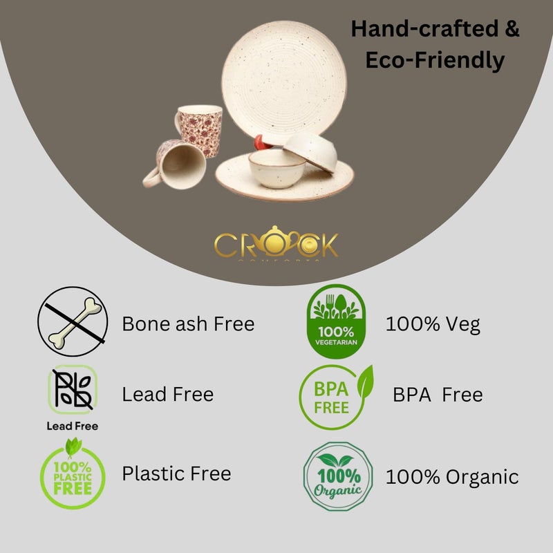 Crock Comforts Ceramic Handmade Handcrafted Stoneware Couple Goal Dinner SetDinner Plates10 inch with Serving Bowl4inch Red Coffee Mug330mlSet of 2Microwave Dishwasher SafeCGRM - Image 4