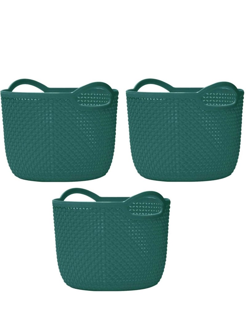 اليسا مجموعة من 3 سلال تخزين بلاستيكية مدمجة - منظمات متينة وقابلة للتكديس بمقابض مفتوحة - 16.5 × 12.3 × 12 سم - مثالية للاستخدام في المطبخ والحمام والمكتب - Image 1